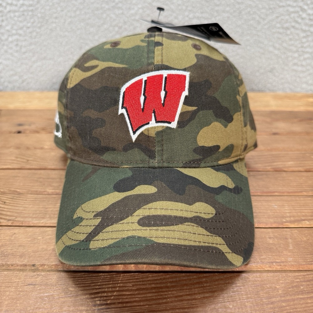 Wisconsin Badgers Hat Adult Camouflage Strap Back Cap College University NCAA